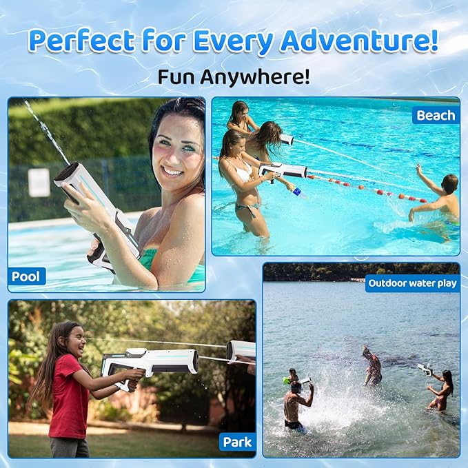 Electric Water Gun with Auto-Suction, 32FT Long-Range Spray & Expandable Bottle Capacity
