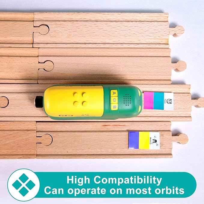 Wooden Train Set, 25 PCS Wooden Tracks, 22 Functions Lights/Music, 3 Game Modes, Preschool Educational Toys Gifts for Kids Age 3-7, Fit Thomas The Train, Brio, Melissa & Doug