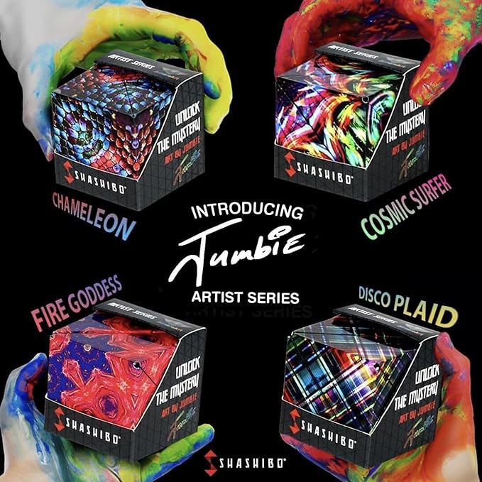 SHASHIBO Jumbie Shape Shifting Box - STEM Magnetic Fidget Cube That Transforms Into Over 70 Shapes, Download Fun in Motion Toys Mobile App (Fire Goddess)