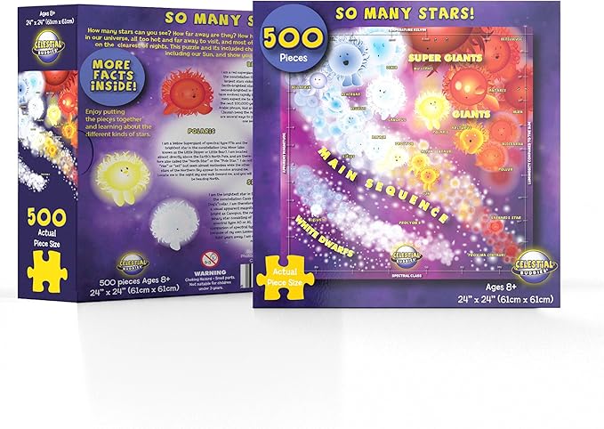 Celestial Buddies So Many Stars! 500 Piece Jigsaw Astronomy Space Puzzle and Poster for Ages 8+ | Educational Star Poster for Science STEM Learning (So Many Stars!)