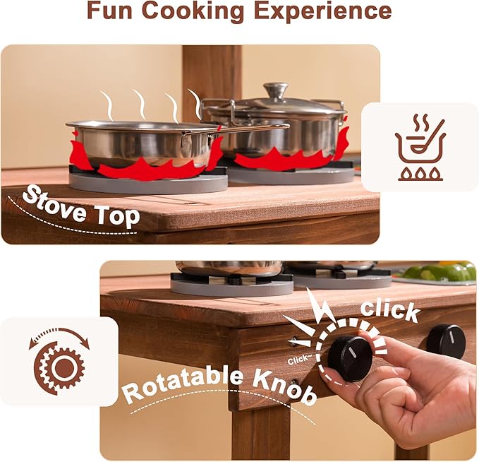 ROBUD Mud Kitchen for Kids Outdoor, Wooden Outdoor Play Kitchen, Kids Mud Kitchen with Removable Sink & Faucet, Monteeori Toys for Children Ages 3+ Years, WG404