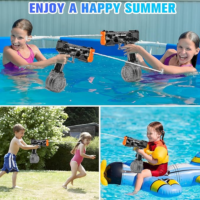 artcool Stronger Electric Water Gun for Kid/Aldult,Transparent Automatic Squirt Guns High Powered IP67 Waterproof, Water Guns with 400 Ammos for Outdoor Summer Beach Pool (Black)