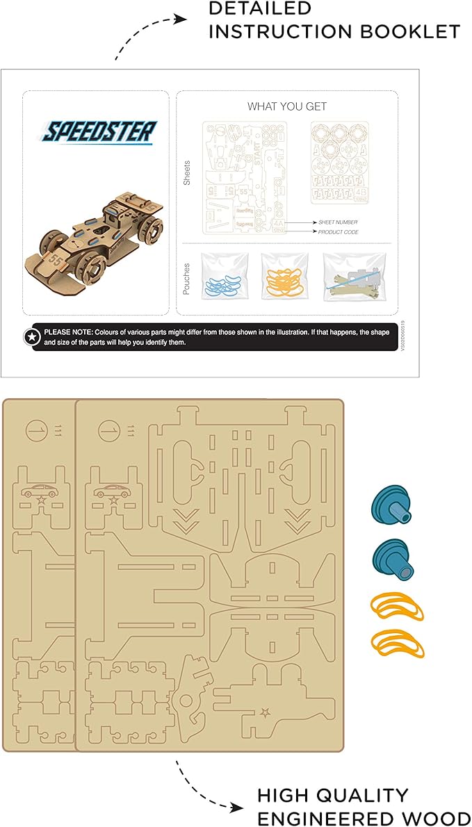 Smartivity Speedster 3D Wooden Model Engineering STEM Learning Toy for Kids Ages 6 and Up