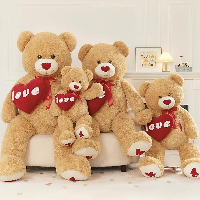MorisMos Giant Teddy Bear Stuffed Animal, Red Love Heart Large Bear Plush for Girlfriend, Soft Bear Gift for Boyfriend Kids, 33inch