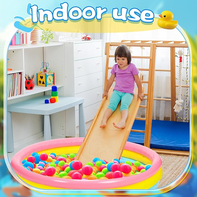 Jerify 3 Pack Pool for 45 x 10 Inch Inflatable Portable Round Paddling Pool 3 Rings Blow up Rings Round Padding Ball Pond for Indoor Outdoor Water Game Play (Colorful)