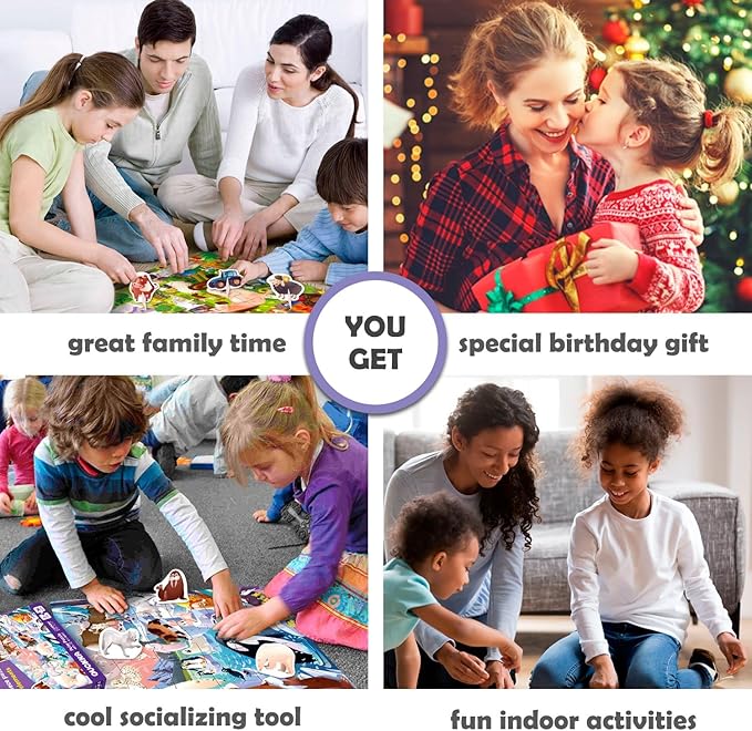 QUOKKA Puzzles for Toddlers 3-5 – 3 x 36 Pieces Floor Puzzles for Kids Ages 2-4 – 12 Toy Learning Farm Animals for 4-6 – Jigsaw Game for Boy and Girl 3-5-7 Year Old