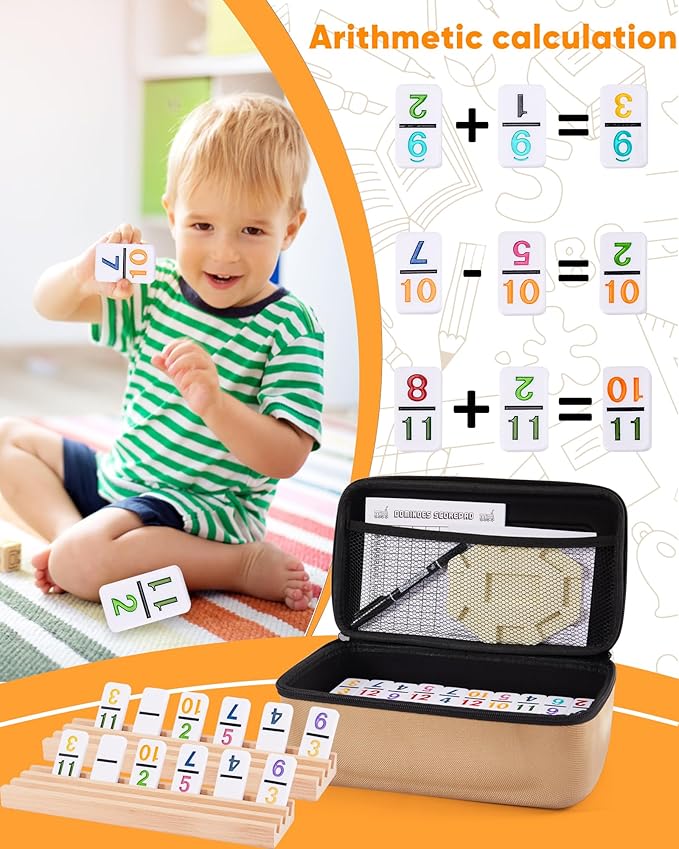 KAILE Mexican Train Dominoes Set with Numbers, Double 12 Dominoes Set with 4 Wooden Trays/Racks, 91 Tiles Colored Dominoes Train Games for Family Night, Travel, Party