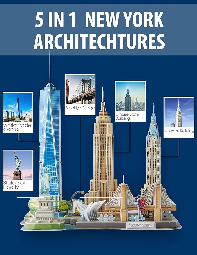 CubicFun 3D Puzzle - Puzzles for Kids Ages 8-10 New York City STEM Projects Arts and Crafts for Kids Ages 8-12 - Toys for Girls 8-10 - 8 Year Old Girl Birthday Gift for Kid 8-12