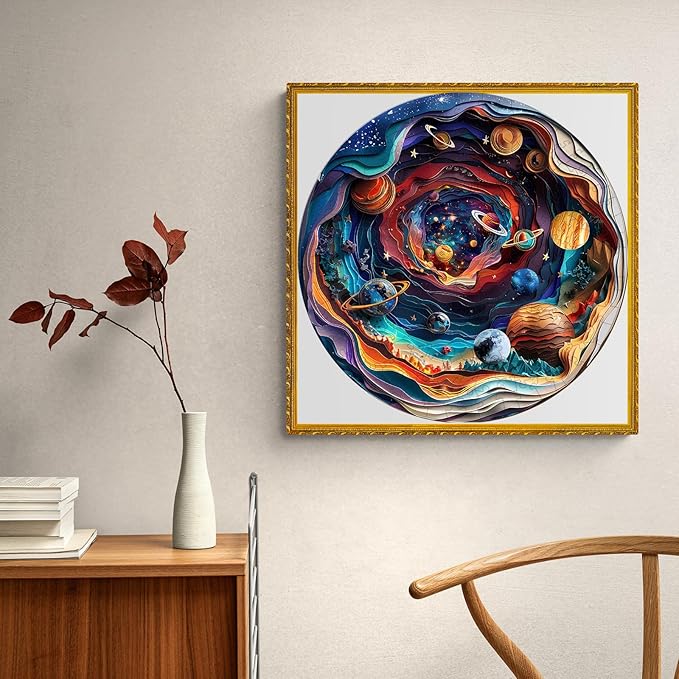 Wooden Puzzles for Adults, 3D Universe (L-300pcs) Wooden Jigsaw Puzzles Kids, 13.4 * 13.4in Unique Shaped Animal Wood Puzzles Adults, Wooden Animal Puzzles 3D Vision Flat Puzzle Gifts