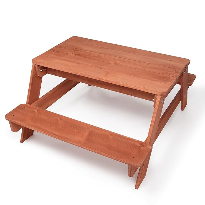 Svan 3 in 1 Sand & Water Indoor/Outdoor Picnic Table - Kids Activity Set with Removable Top & Dual Drains for Easy Cleaning (43 X 35 X 19)- Safe & Fun Sandbox Play- Wooden Playbox Boys Girls Gift