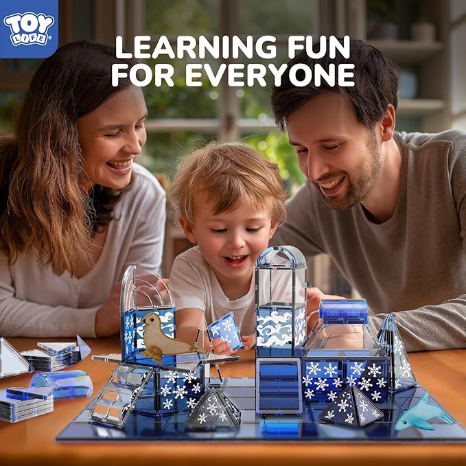 TOY Life Magnetic Tiles for Kids Ages 4-8, Magnetic Toys for Toddlers 3+, Magnet Tile Building Toy for Kids Ages 3-5, Magnet Building Tiles, Toddlers Preschool