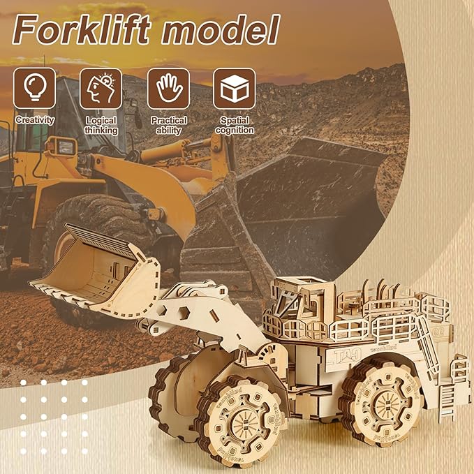 3D Wooden Puzzle for Adults, Mechanical Forklift Model, DIY Vehicle Model Building Kit Handicraft Wood Craft Hobbies Toy, Birthday for Hobbyist 14+ Family Women Men, 312 Pcs