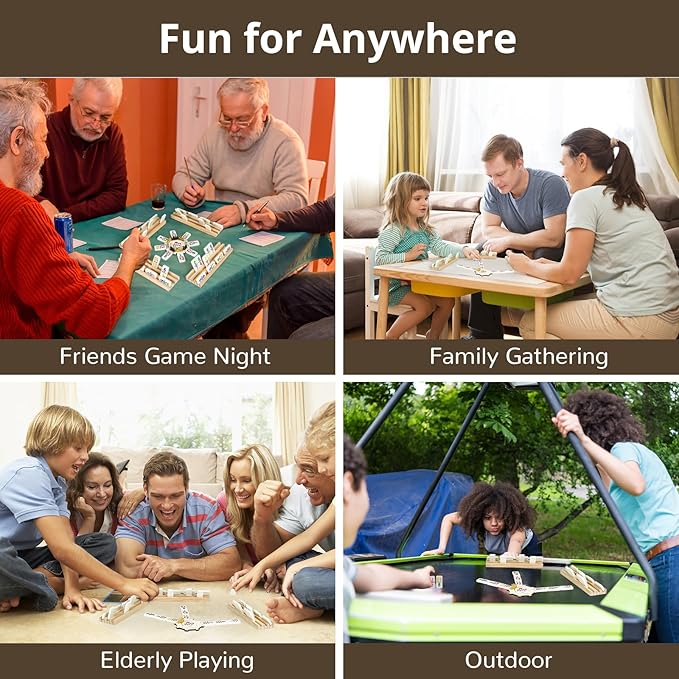 Mexican Train Dominoes Set with Numbers Double 12, Includes 8 Tiles Racks & 9 Metal Trains & Wooden Hub & 91 Colorful Dominoes Tiles with Portable Case for Adults, Travel, Family Game Nighty