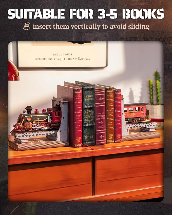 Rowood 3D Wooden Puzzle Book Nook,DIY Book Nook Kits for Adults,3D Wooden Puzzle Bookend Miniature Dollhouse Kit Bookshelf Insert Decor,Crafts for Adults Teens on Birthday Christmas -Century Train