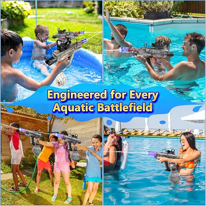 2 Pack Electric Water Gun, Squirt Guns, 800 CC Large Capacity, 40FT Long Range, Perfect for Outdoor Battles & Summer Fun