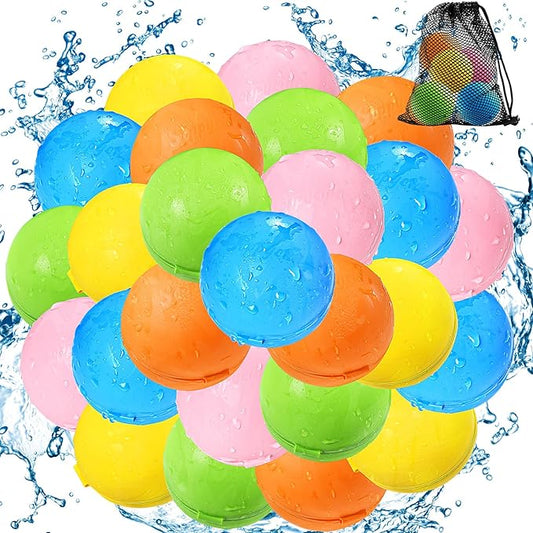 Reusable Water Bomb balloons, Magnetic Refillable Water balls - Pool Toys for Boys and Girls, Beach Outdoor Activities Water Games Toy for kids Self Sealing Water Splash Ball (25Pack)