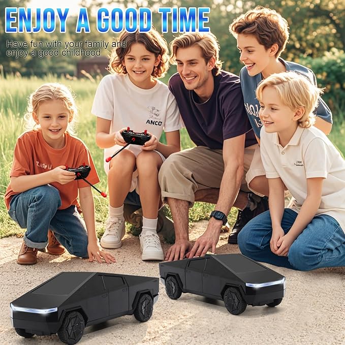 Remote Control Pickup Truck, 1/24 Scale Racing Car Model, Rechargeable Battery & Light and Loadspace, for Adults and Boys (Black)