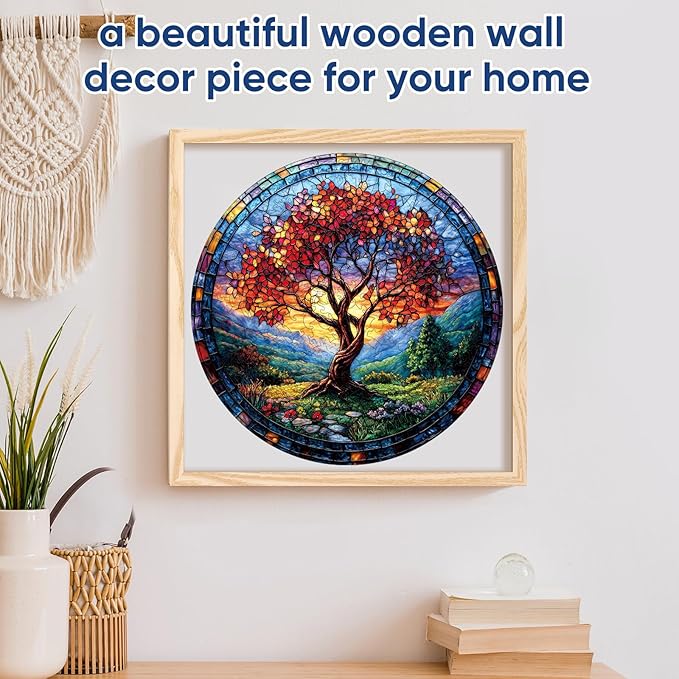 Wooden Puzzles for Adults, Tree of Life Redwood Tree Jigsaw Puzzles 200pcs,11.2x112in, Medium, Unique Shape Adult Puzzles,Irregular Wood Creative for Adults and Kids Family Game