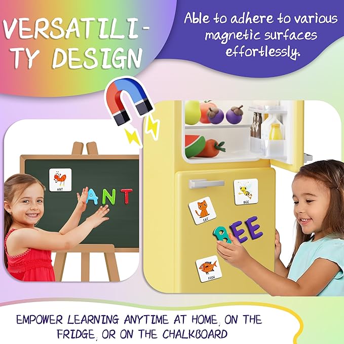 Magnetic Puzzles for Kids Ages 4-8 - 76 PC Educational Alphabet & Animal Magnetic Book, Dress-Up Toddler Learning Activities, Travel-Friendly STEM Toy, Fun Jigsaw Fridge Magnets for Toddlers 1-3 3-12