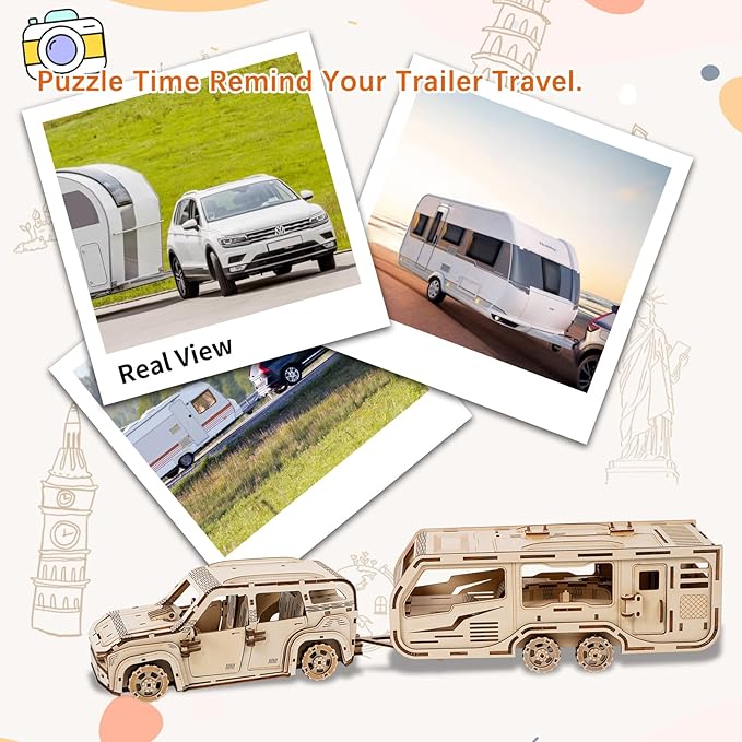3D Wooden Puzzle for Adults, Trailer Mechanical Car 3D Jigsaw Puzzles, DIY Model Building Kit Handicraft Wood Craft Hobbies Toy, Birthday for Hobbyist 14+ Teens Family Women Men, 323 Pieces