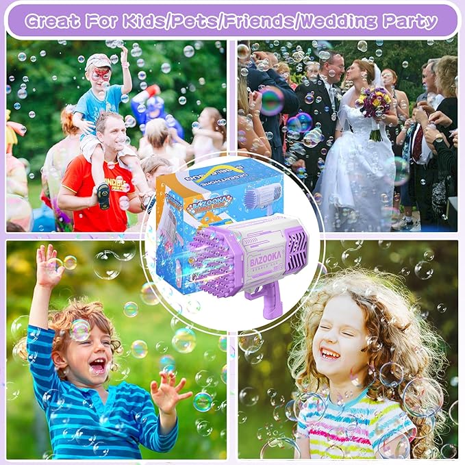 Bubble Gun, 69 Holes Bubble Machine Bubbles Kids Toys for Boys Girls Age 3 4 5 6 7 8 9 10 11 12 Year Old, Summer Outdoor Toy Birthday Wedding Party Favors Gifts