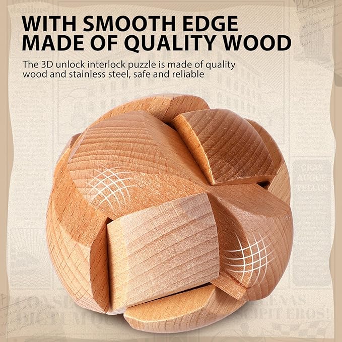 Syhood 14 Pcs Brain Puzzles Teaser for Adults Metal 3D Steel Mind Games Wooden Unlock Interlocking Puzzle Adult Iq Education Toys Smart Toy(Educational)