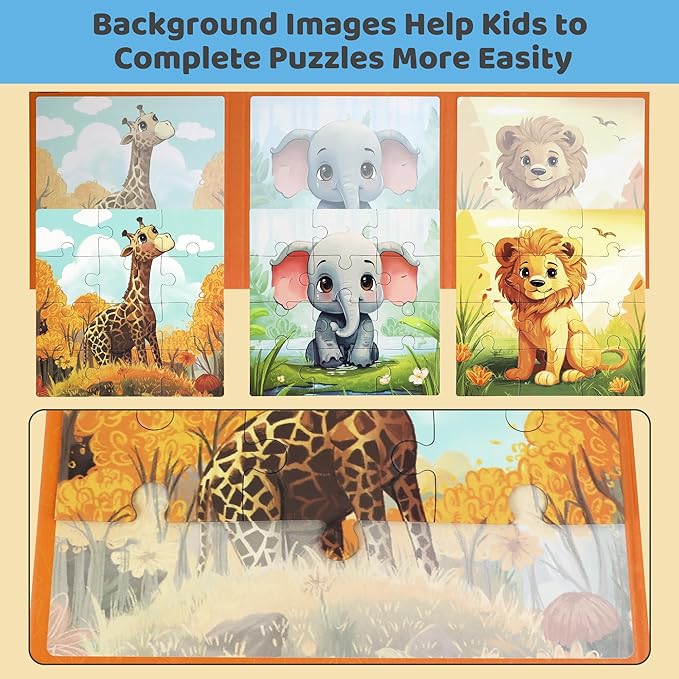 Puzzles for Kids Ages 3-5 36 Pieces Kids Puzzle 4-6 Travel Puzzles Ages 4-8 Animal Airplane Car Road Trip Activities Games Toys Girls and Boys Gift