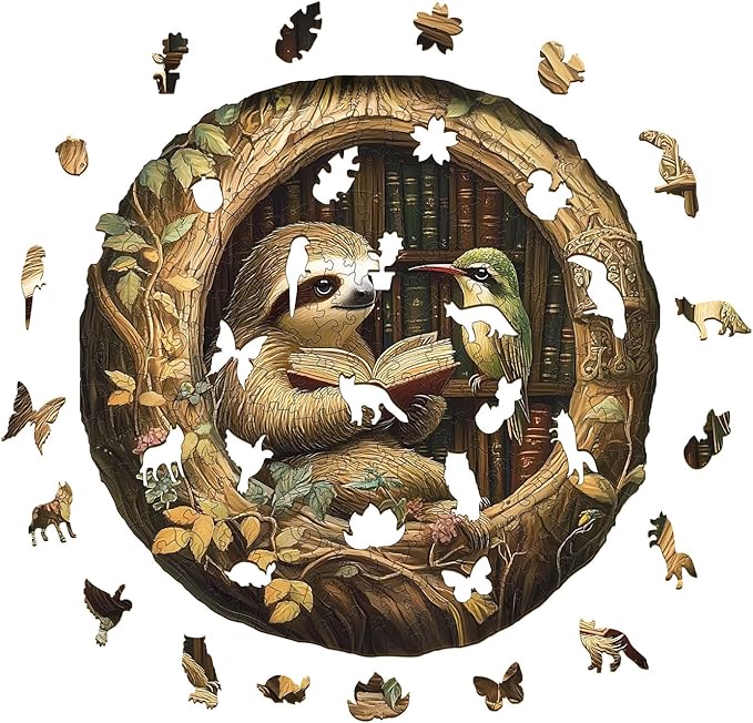 Wooden Puzzles for Adults, Wooden Jigsaw Puzzles for Adults Kids, Zoological Library Unique Shaped Wood Puzzles Adult, Creative Birthday Gifts for Friends Family Game (8.5 * 8.5in 100pcs)