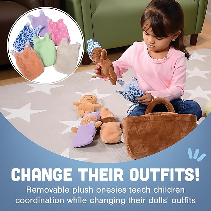 Creative Minds Basket of Babies Soft Baby Dolls, Sensory Toys, Multicultural, Diversity, Inclusion and Social Emotional Learning, Baby Toys for All Ages, Set of 6 Plush Dolls, Multicolor