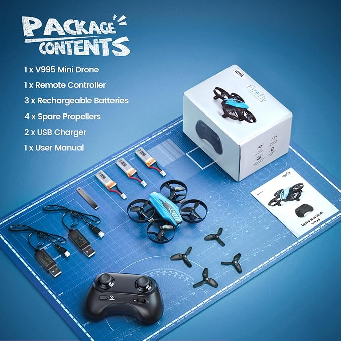 V995 Mini Drones for Kids 8-12 and Beginners,Indoor RC Quadcopter,Small Helicopter Plane with 3D Flips,360ยฐ Rotation,Circle Fly,Auto Hover,Headless Mode and 3 Batteries,Gift for Boys and Girls