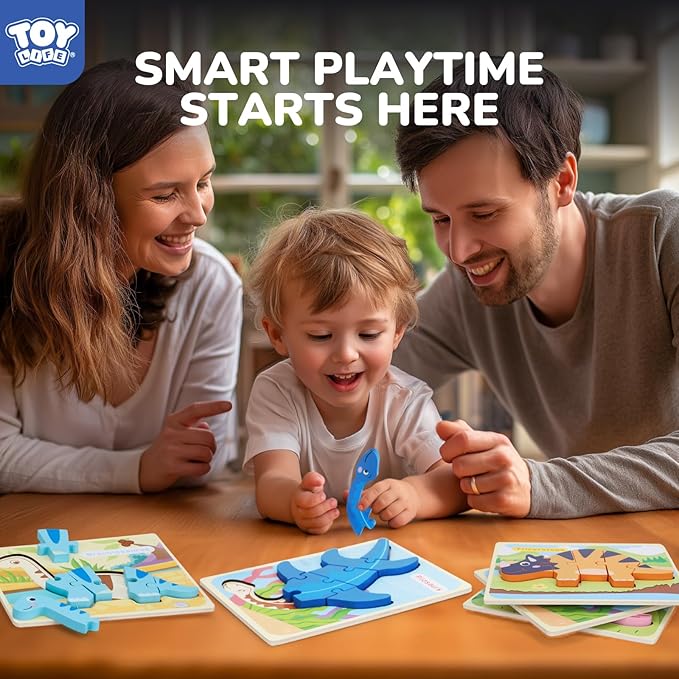 TOY Life Toddler Puzzles Ages 2-4, Wooden Puzzles for Toddlers 1-3, 7 Piece Dinosaur Puzzle 2 Year Old, Toddler Puzzles Ages 1-3, Toddler Boy Toys 2-3, Educational Toys for Toddlers 3-5
