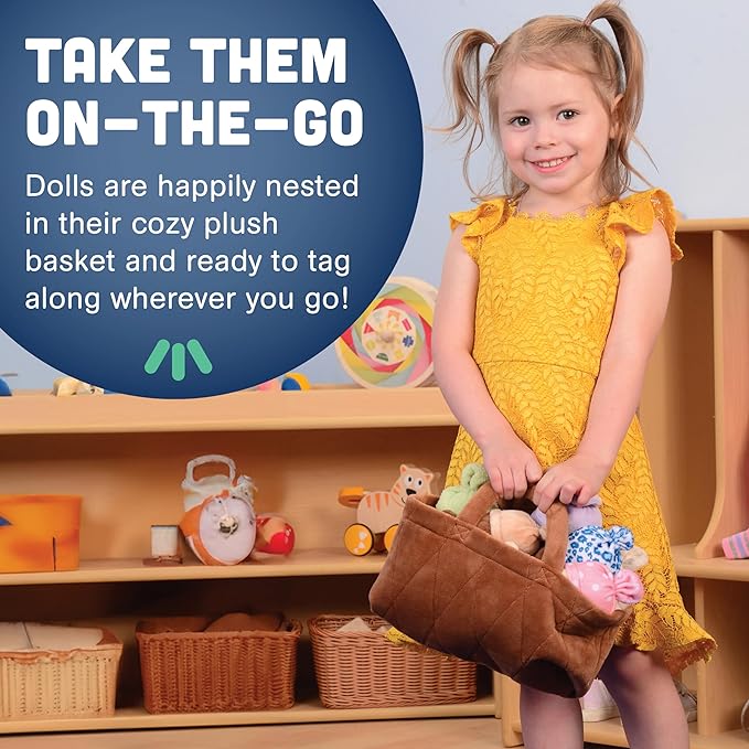 Creative Minds Basket of Babies Soft Baby Dolls, Sensory Toys, Multicultural, Diversity, Inclusion and Social Emotional Learning, Baby Toys for All Ages, Set of 6 Plush Dolls, Multicolor