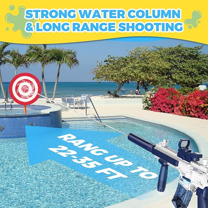 Electric Water Gun,Squirt Gun Toy,Automatic Water Blaster Gun up to 35 FT Long Range,Outdoor Pool Beach Party Shooting Game Toy,Ideal Water Gun Toy Gifts for Kids & Adults (Sea Blue)