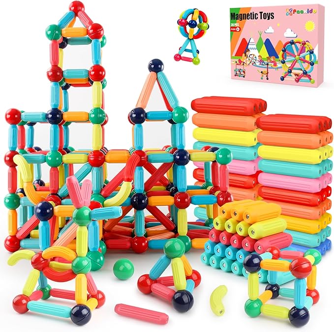 Magnetic Building Blocks - STEM Learning Toys for Kids 3+, Montessori Sensory Toys with Stronger Magnets, Creative Construction Kit Gift for Boys & Girls