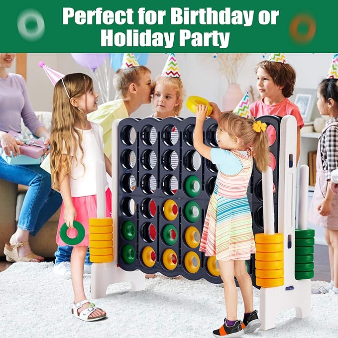 ARLIME Jumbo 4-to-Score Giant Game Set, Backyard Games for Kids & Adults, 4 in A Row W/Quick-Release lever, 42 Build-in Rings Included, Jumbo Size for Outdoor & Outdoor Play