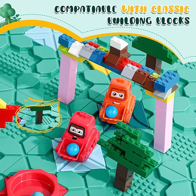 Road Builder Kids Logic Toys: Large Puzzle STEM Board Games, Educational Montessori Toys Birthday Gifts for Age 4-8 Year Old (Blue)