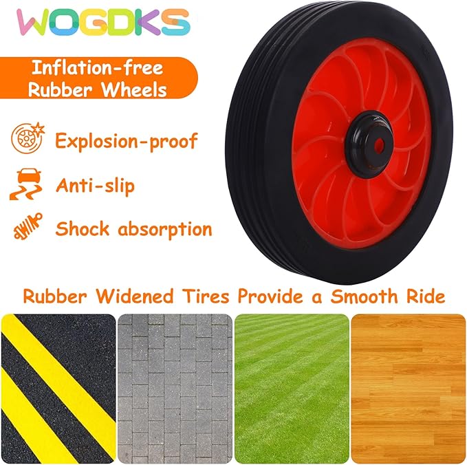 Big Wheel Tricycle for Kids Ages 2-6, Preschool Kids Trike Outdoor Playground Pedal Bike with Adjustable Seat, Inflation-Free Rubber Wheels and Carbon Steel Frame