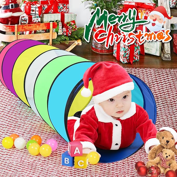 Kids Play Tunnel for Toddlers, Colorful Pop Up Crawl Through Tunnel Play Tent for Baby or Dog Cat Pet with Breathable Mesh, Collapsible Gift for Boy Girl Game Indoor Outdoor Toy