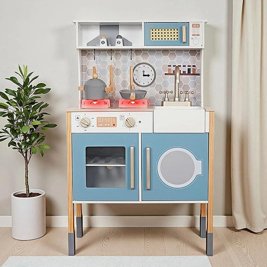 Kitchen Toy Playset for Kids, Electronic Play Stove with Light&Sounds, Pretend Play Cooking Toys Kitchen Set with Cookware Accessories,Toddler Toy Kitchens Festival Gift for 3+ Year Old Girls Boys