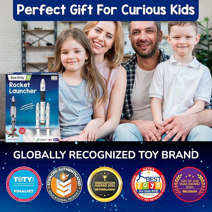 Smartivity Rocket Launcher Kit for Kids 6-14 Years Old | Build Your Own Rocket and Launcher | Birthday Gifts for Boys & Girls | DIY STEM Science Toy for Kids 6,7,8,9,10,11,12,13,14 Years