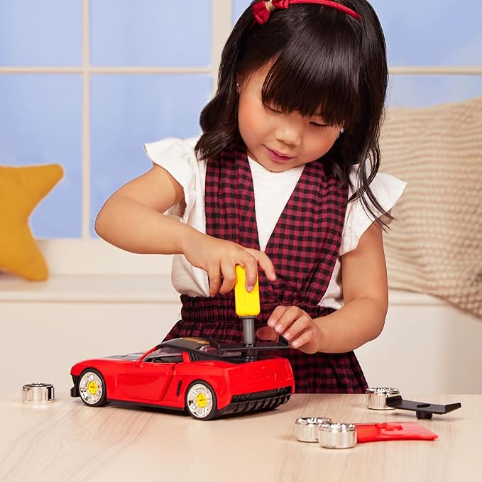 Driven by Battat Take-Apart Sports Car Playset 34pc Red Toy Car STEM Toy with Mini Tool Lights & Sounds 3 Years +
