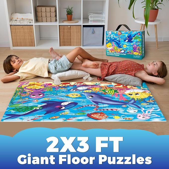QUOKKA Giant Floor Puzzles for Kids Ages 4-6 - 2x3 Feet 48 Piece Puzzles for Toddlers 3-5 - Large Educational Kids Puzzles Ages 2-4 - Ocean Activity Game for Boys and Girls