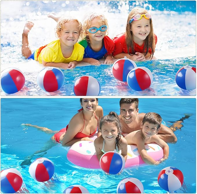Zhanmai 4 to 5 Inches Red White and Blue Beach Balls 4th of July Inflatable Beach Balls Patriotic Summer Toys for Independence Day Kids Hawaiian, Beach, Water Games and Pool Party(50 Pcs)