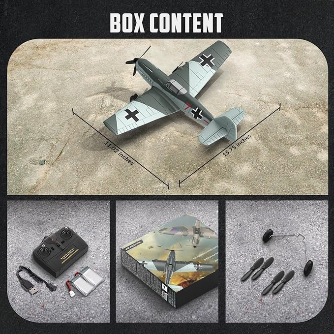 VOLANTEXRC RC Plane 3 Channel Remote Control Airplane Fighter Toys, 2.4GHz 6-axis Gyro Stabilizer RTF Glider Aircraft Plane, Easy to Fly for Adults Kids Beginners Boys (BF109)