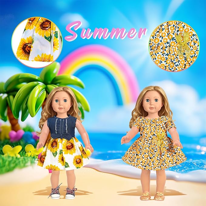 18 inch Doll Clothes Accessories, ARTST 18PCS Doll Clothes Outfit Dress for 18 inch, Xmas Gift for Girls(10 Set)