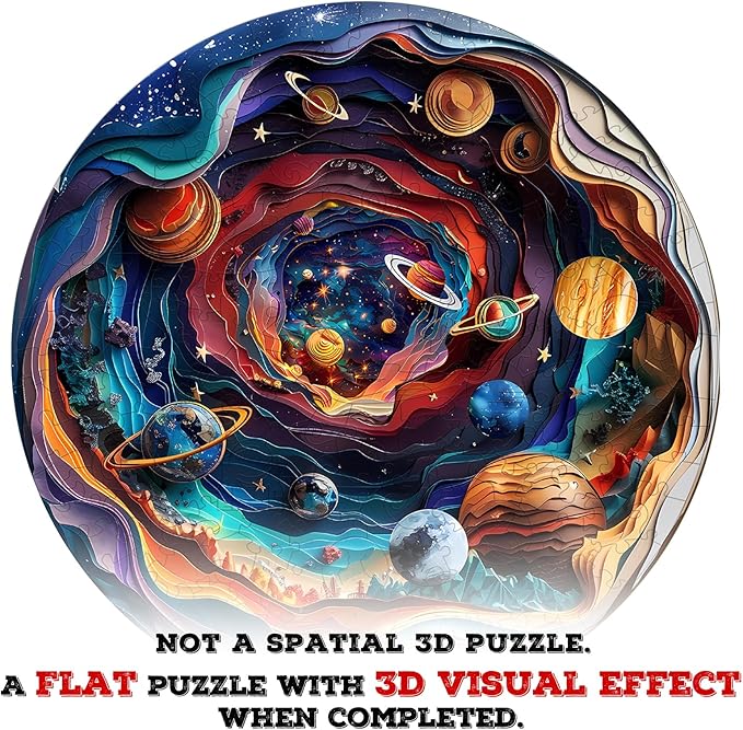 Wooden Puzzles for Adults, 3D Universe (M-200pcs) Wooden Jigsaw Puzzles Kids, 11.4 * 11.4in Unique Shaped Animal Wood Puzzles, Wooden Animal Puzzles 3D Vision Flat Puzzle Family Games