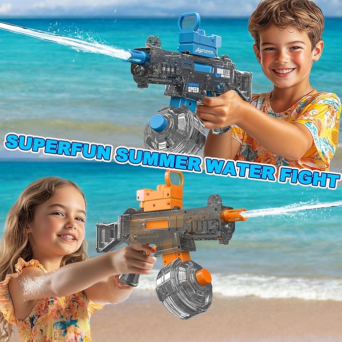 2 Pack Electric Water Guns for Adults Kids Automatic Squirt Water Gun High Capacity Water Gun Ultimate Battle Powerful Water Blaster Up To 33 FT Long Range Summer Outdoor Beach Swimming Pool Water Toy
