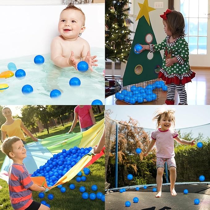 Ball Pit Balls 100 Phthalate Free BPA Free Crush Proof 2.16 Inches Plastic Balls for Ball Pit Ideal Gift for Toddlers Babies Kids Pool Water Toys Play Tent, Blue