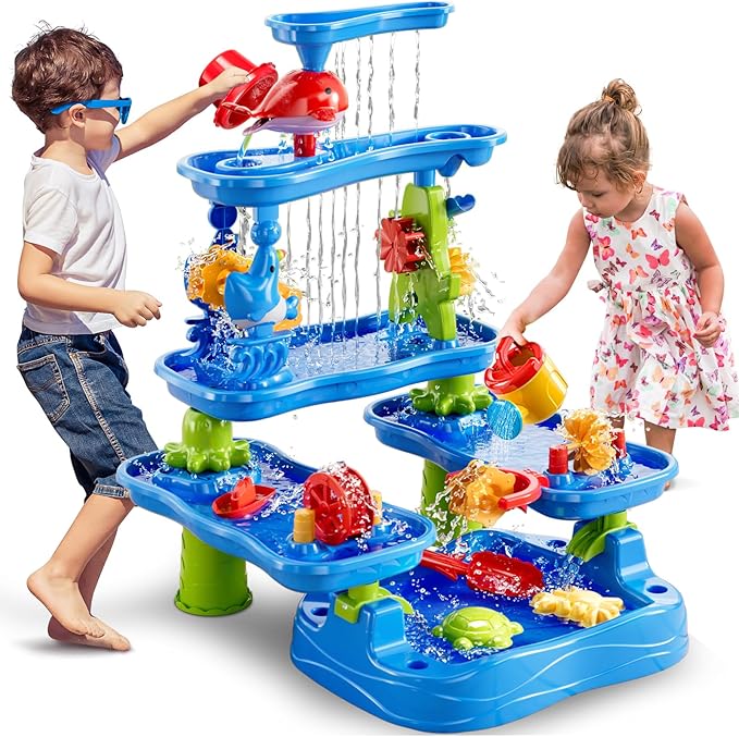 Water Table for Kids 3 4 5 6 7 8 Year Old - Water Table with Pond, Sensory Activity Playset, Sand Toys, Summer Outdoor Toys for Toddlers 3-5, Birthday Gifts for Boys Girls 3-8