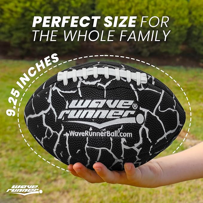 Wave Runner Grip It Waterproof Junior Size Football, 9.25 Size, Durable & Double Laced, Perfect for Beach Accessories, Kids Games, Pool Toys, Outdoor Games, All-Weather Indoor & Outdoor Play